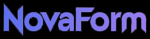 NovaForm logo in blue-purple text on a black background